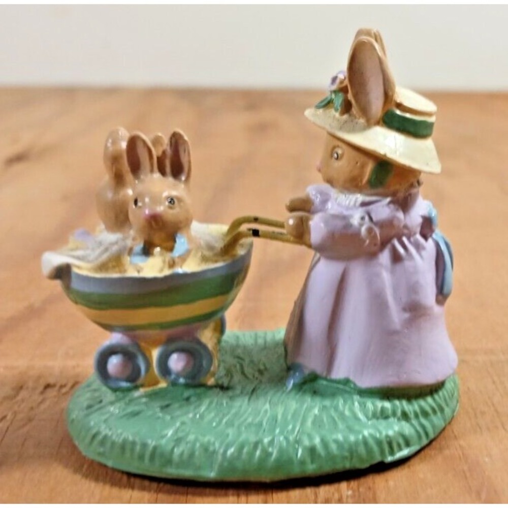 Easter Mommy Bunny Pushing Baby Bunny Cart
